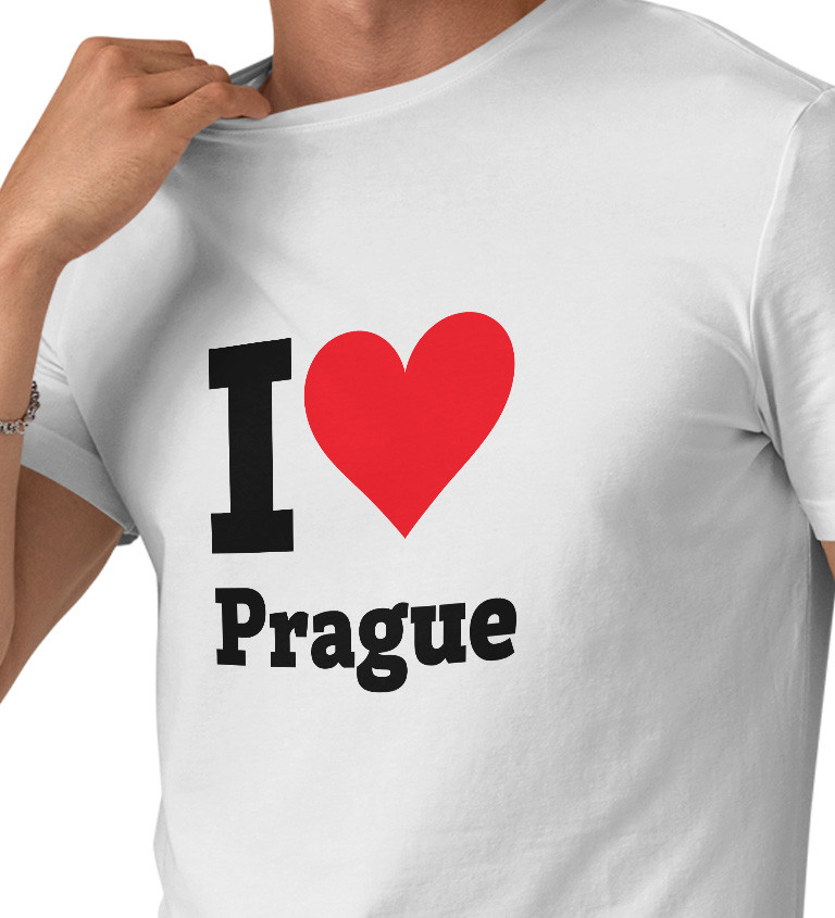 Pánské bílé triko - I love Prague