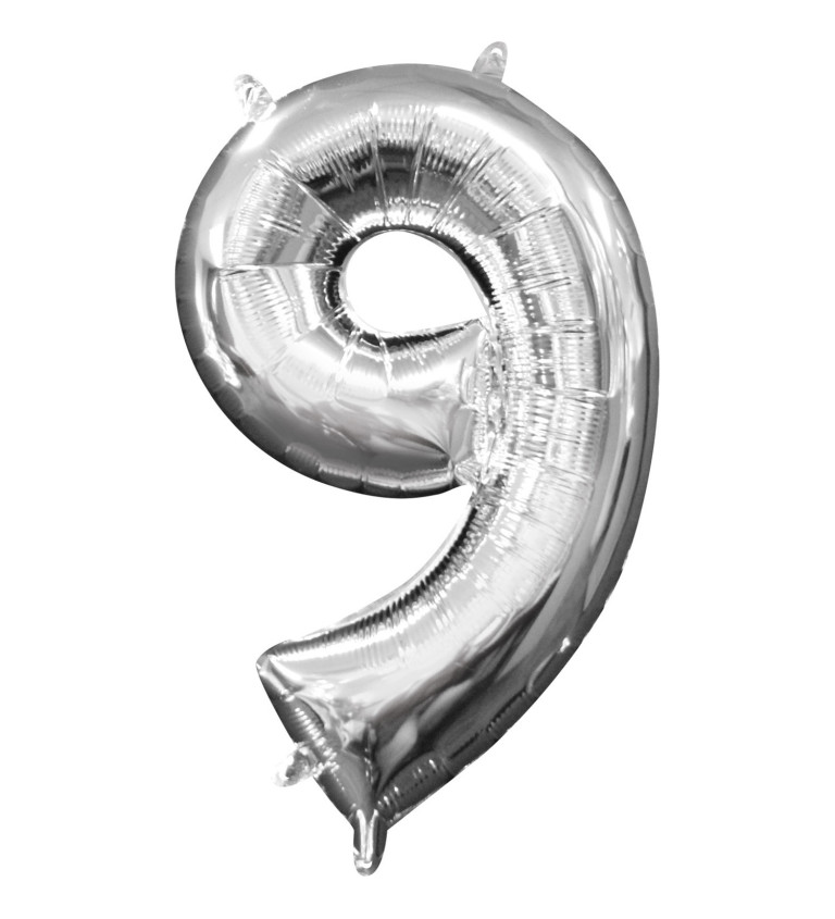 Balónek stříbrný s číslem 9