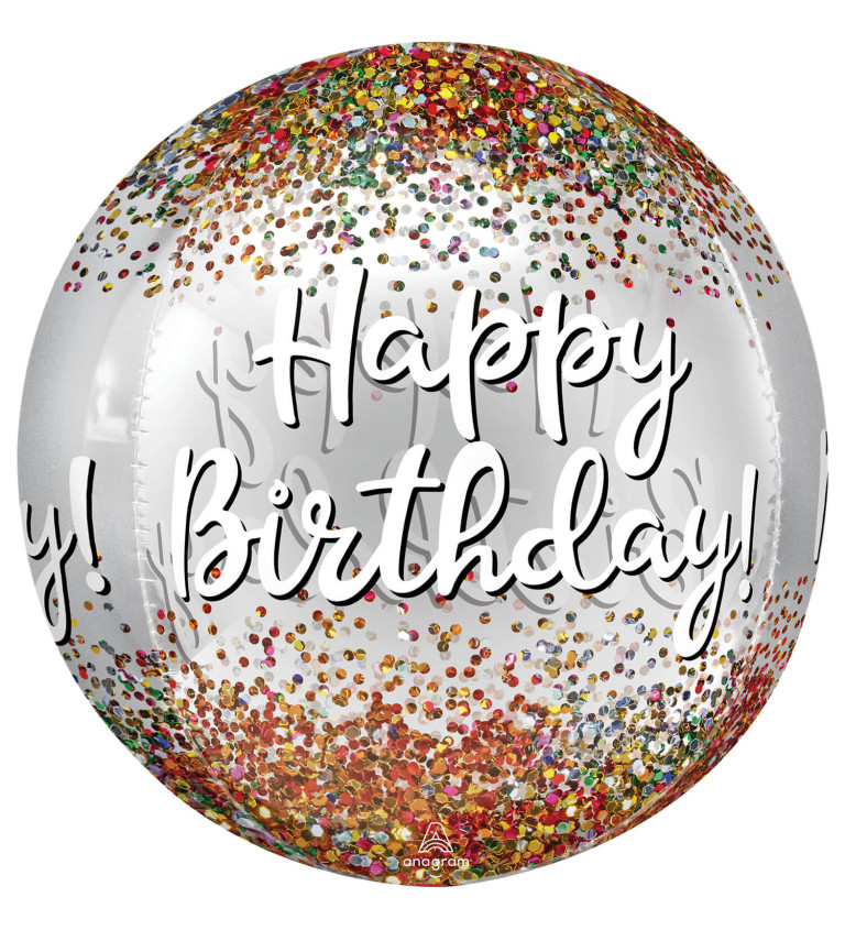 Foliový balonek - Happy Birthday konfety