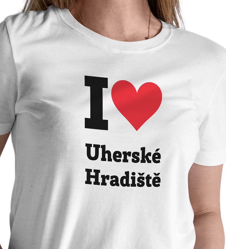 Dámské triko bílé - I love Uherské Hradiště