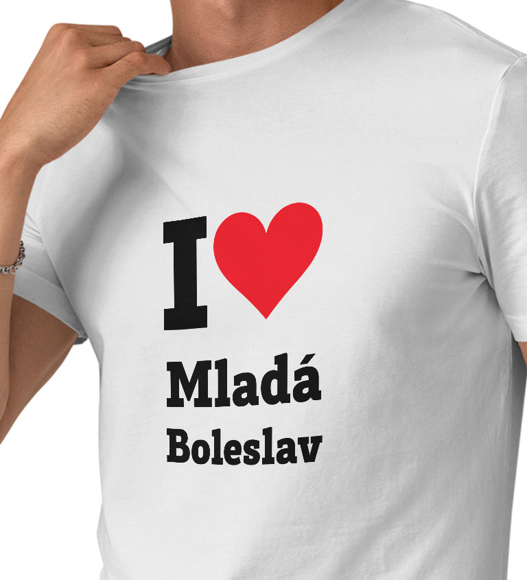 Pánské triko bílé - I love Mladá Boleslav