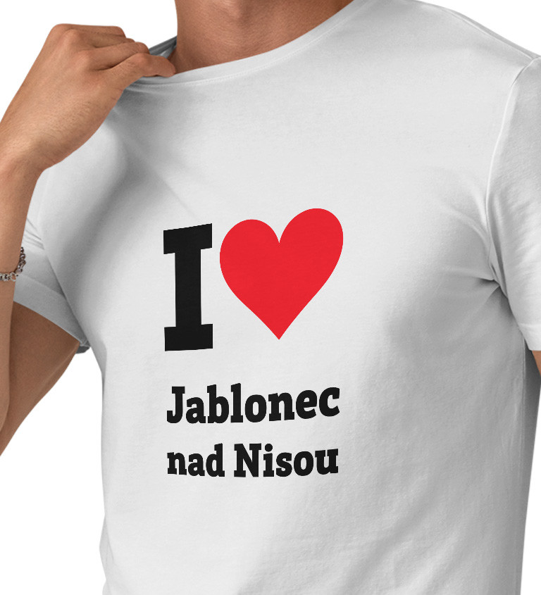 Pánské triko bílé - I love Jablonec nad Nisou