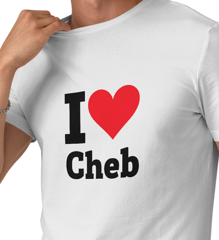 Pánské triko bílé - I love Cheb