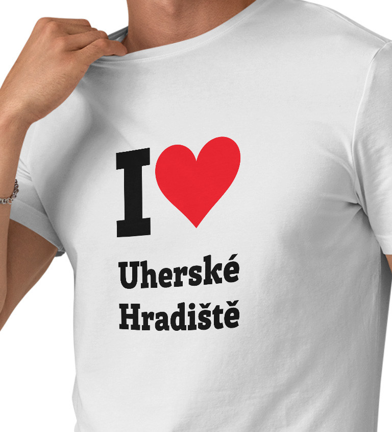 Pánské triko bílé - I love Uherské Hradiště