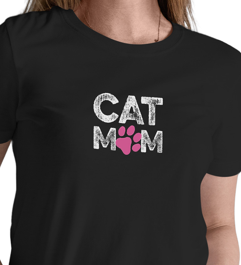 Dámské triko černé - Cat mom