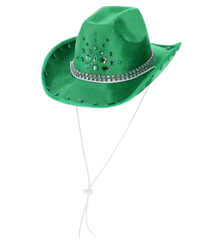Zelený kovboj klobouk