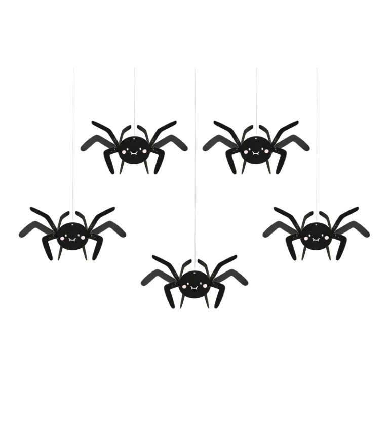 Závěsná dekorace - černí pavouci