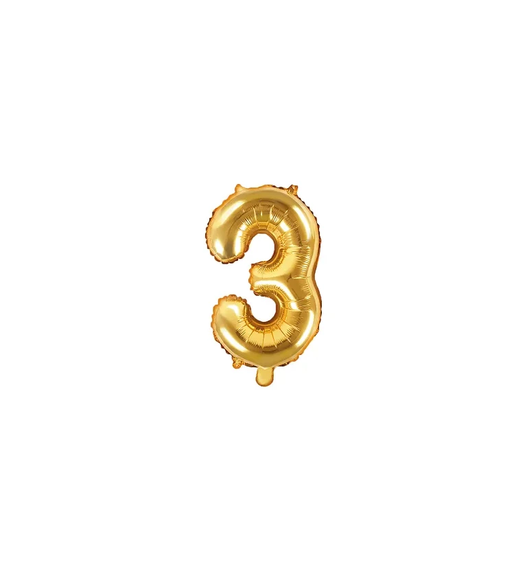 Balón číslice 3 - zlatá
