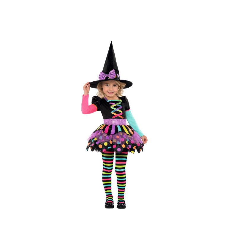 Barevná čarodějka dívčí kostým