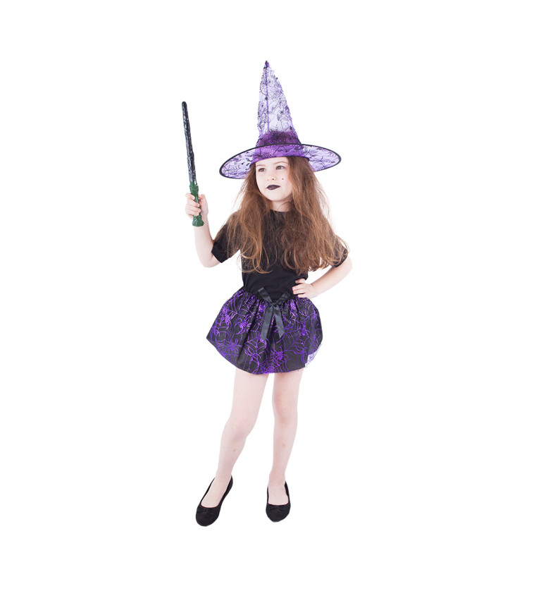 Čarodějnický dětský set - tutu sukně a fialový klobouk