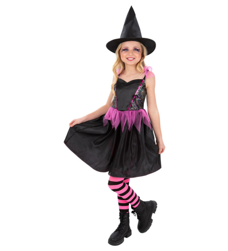 Dětský kostým - čarodějnice s duhovou sítí