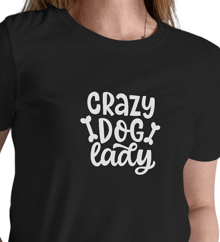 Dámské tričko černé Crazy dog lady XS