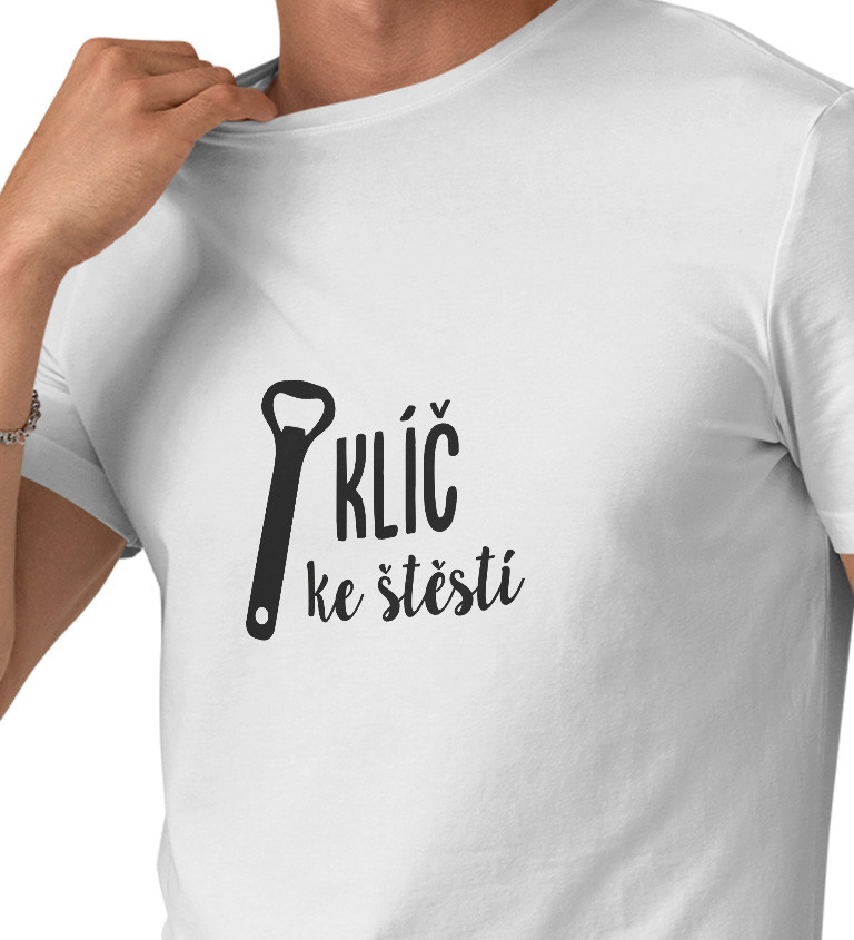 Pánské tričko bílé Klíč ke štěstí otvírák S