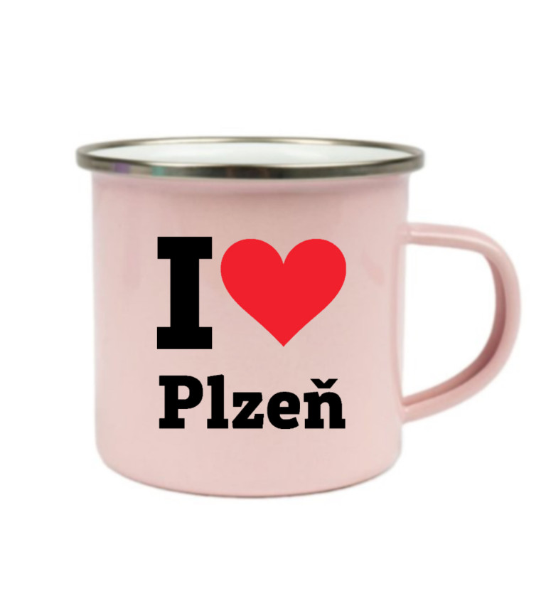 Plecháček růžový Pánské bílé triko I love Plzeň