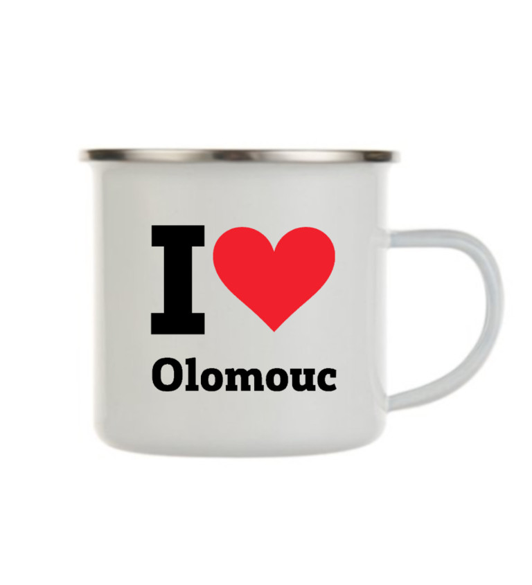 Plecháček bílý Pánské bílé triko I love Olomouc