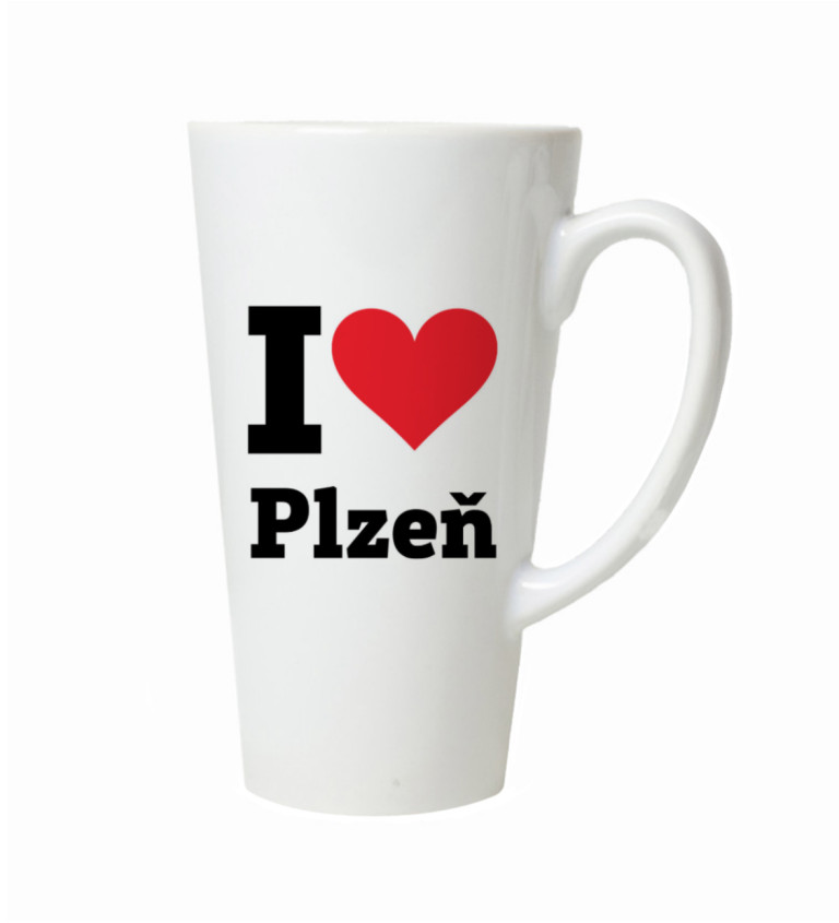 Latte hrnek Pánské bílé triko I love Plzeň