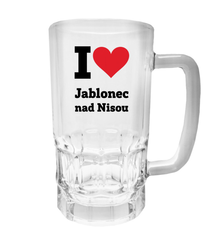 Půllitr s potiskem - I love Jablonec nad Nisou, 500 ml