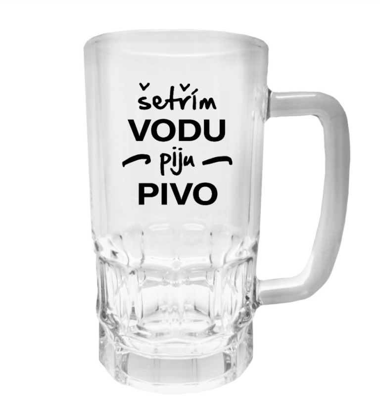 Půllitr s potiskem - Šetřím vodu, piju pivo, 500 ml