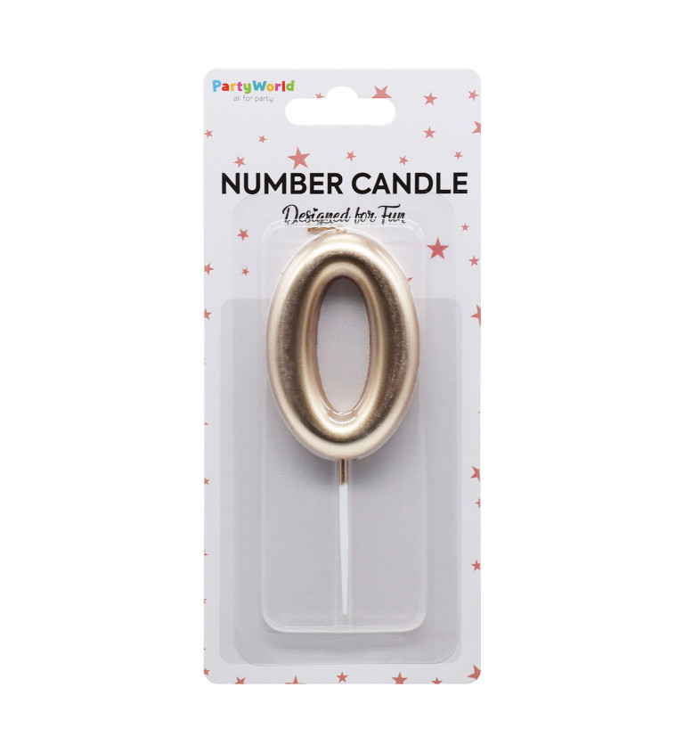 Dortová svíčka číslo 0 rosegold
