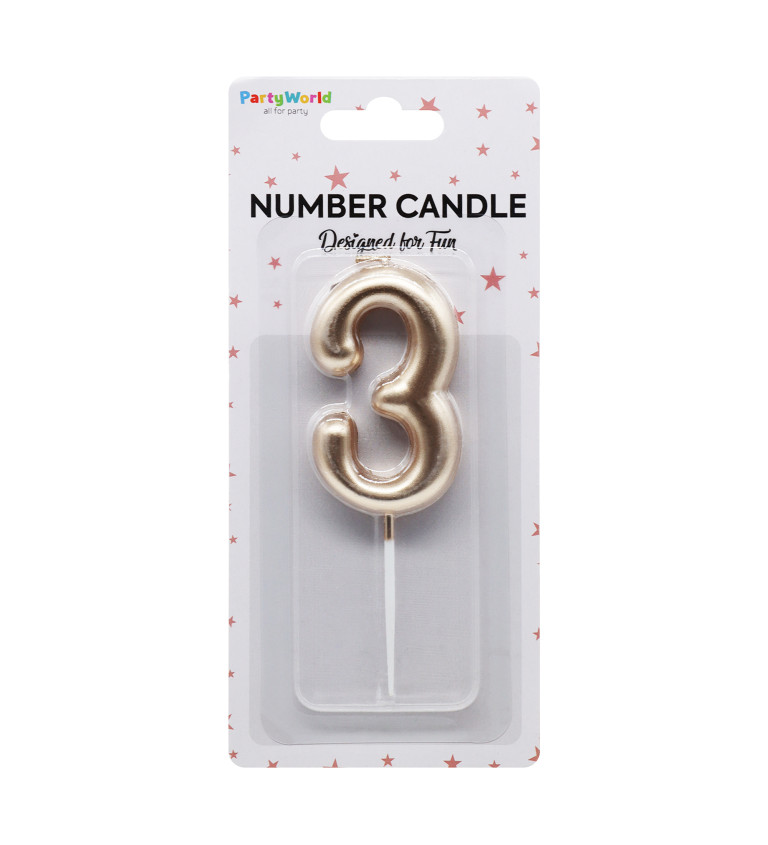 Dortová svíčka číslo 3 rosegold