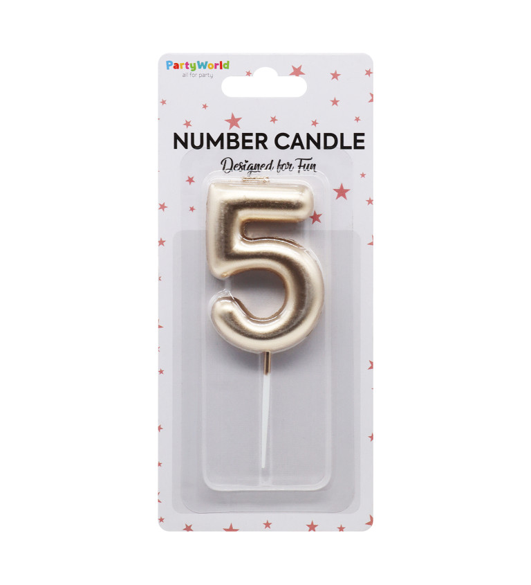 Dortová svíčka číslo 5 rosegold