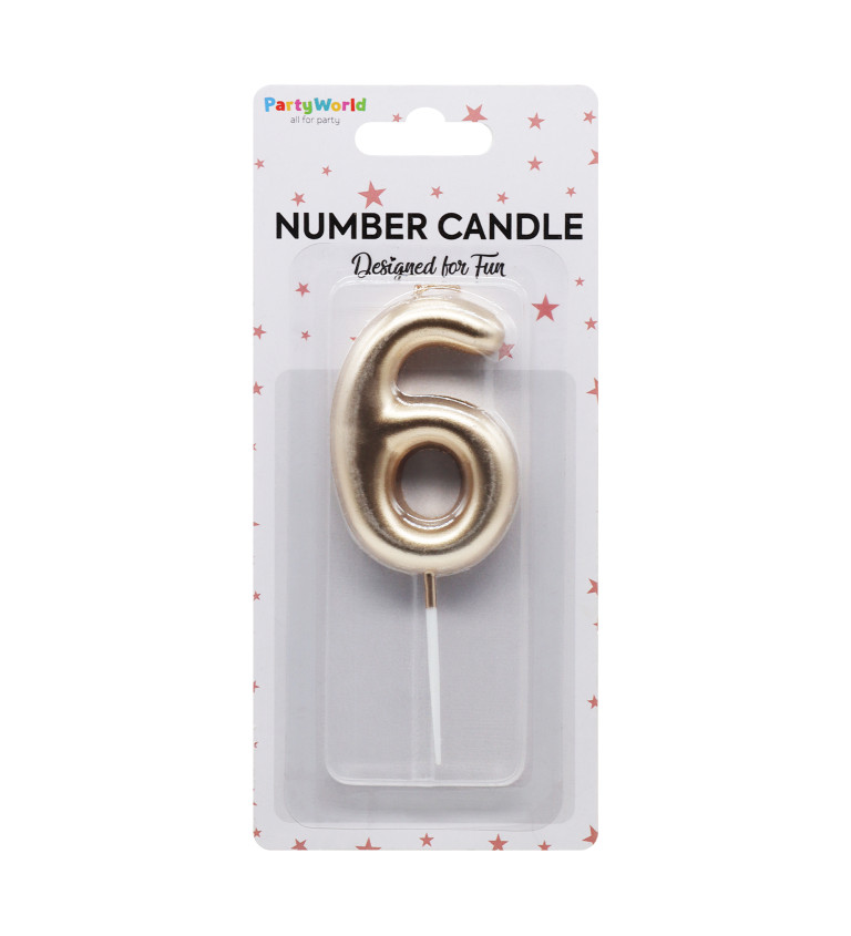 Dortová svíčka číslo 6 rosegold