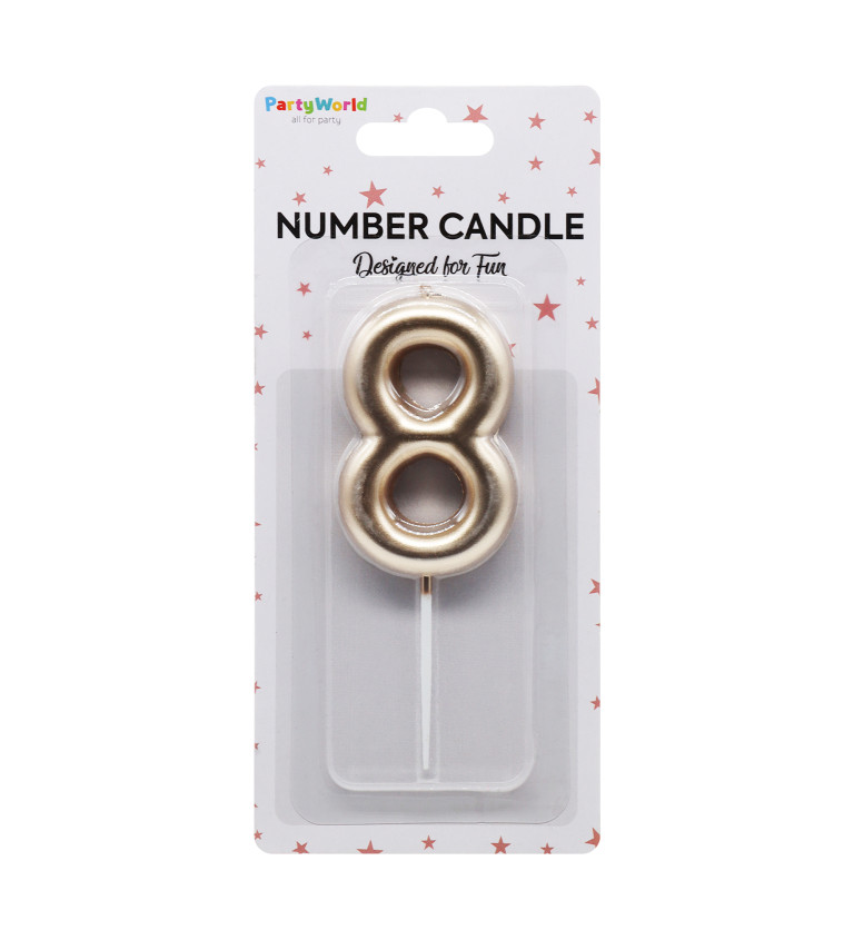 Dortová svíčka číslo 8 rosegold