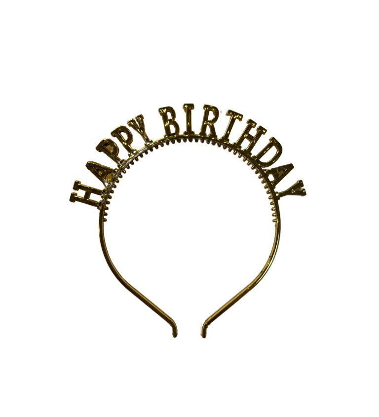 Narozeninová čelenka zlatá - Happy birthday