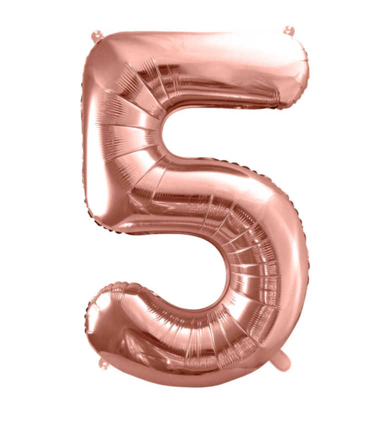 Fóliový balónek rosegold číslo 5
