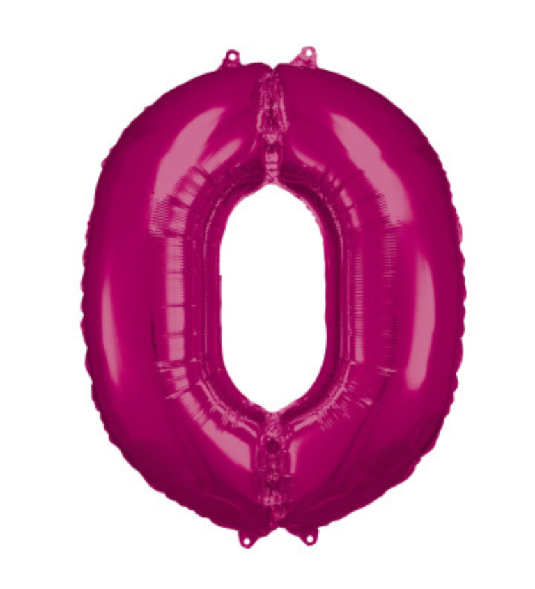 Fóliový tmavě růžový balón číslo 0