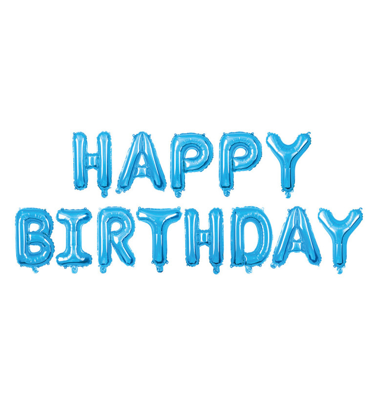 Fóliový balónek Happy birthday - nápis modrý