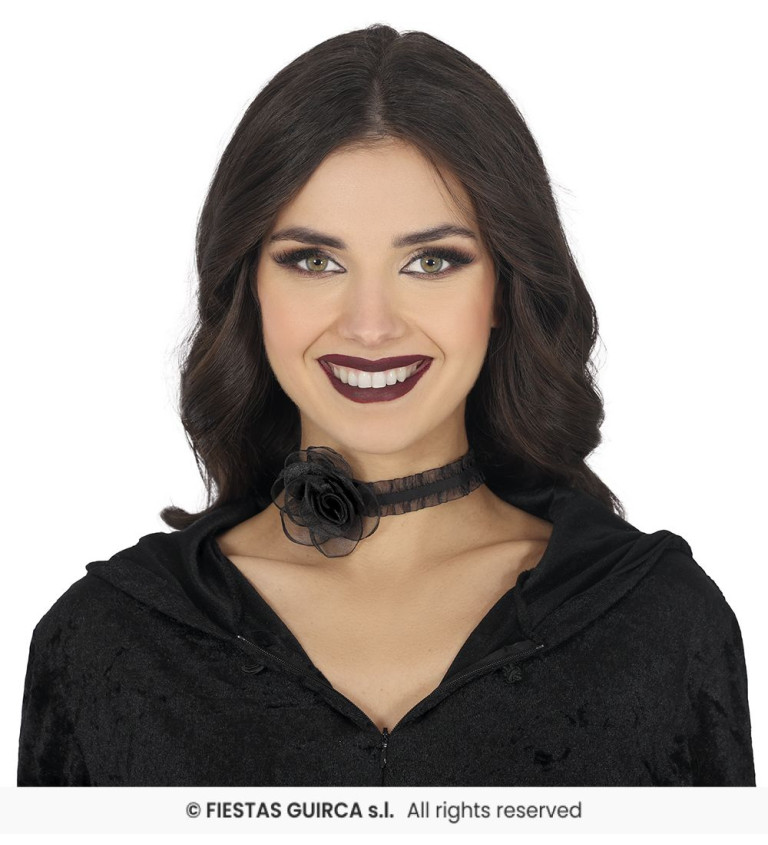 Černý choker - růže