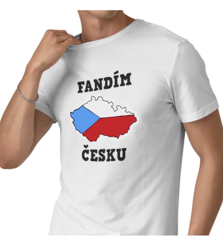 Pánské triko bílé - Fandím česku