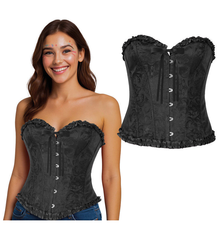 Korzet s krajkou - černý
