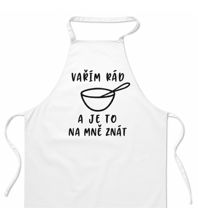 Zástěra Vařím rád a je to na mě znát - bílá