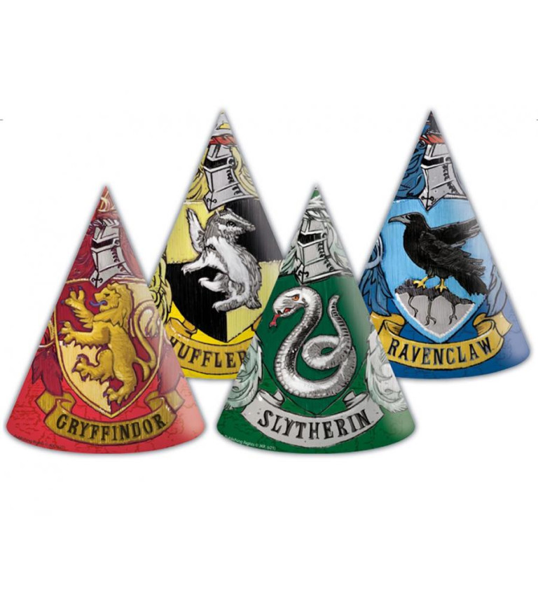 Papírové čepice Harry Potter – Hogwarts Houses