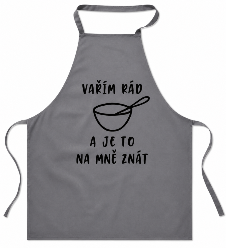 Zástěra Vařím rád a je to na mě znát - šedá